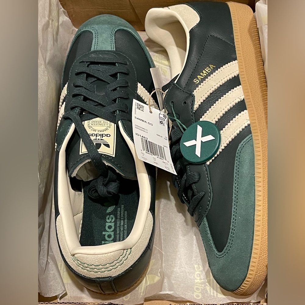 Adidas Samba OG 10.5M Shadow Green / Cream White /Gold Metallic